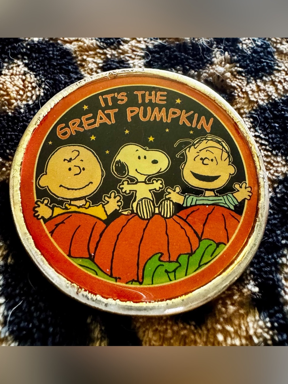 Vintage ‘New’ Peanuts Halloween Pin and Earrings. (1 pin used)